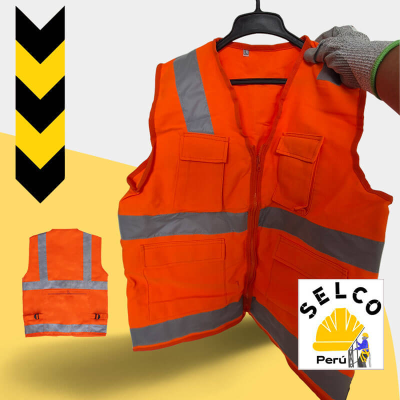 Chaleco de seguridad en drill vendido por Selco Perú