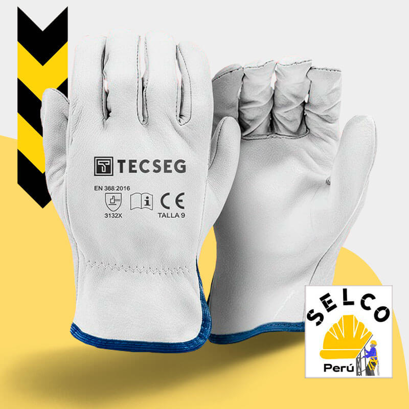 Guantes anticorte cuero badana blanco as010 marca Tecseg vendido por Selco Perú